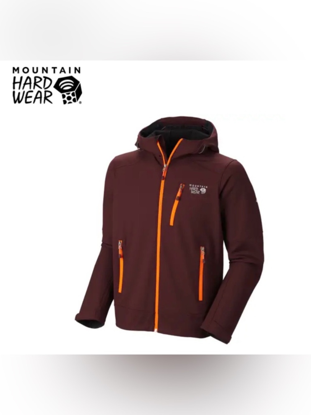 Mountain Hardwear Maroon Hooded Softshell with Orange Zippers